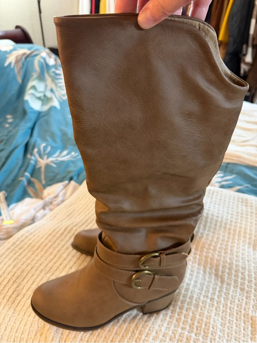 Women’s Brown Mid-Calf Buckle Boots